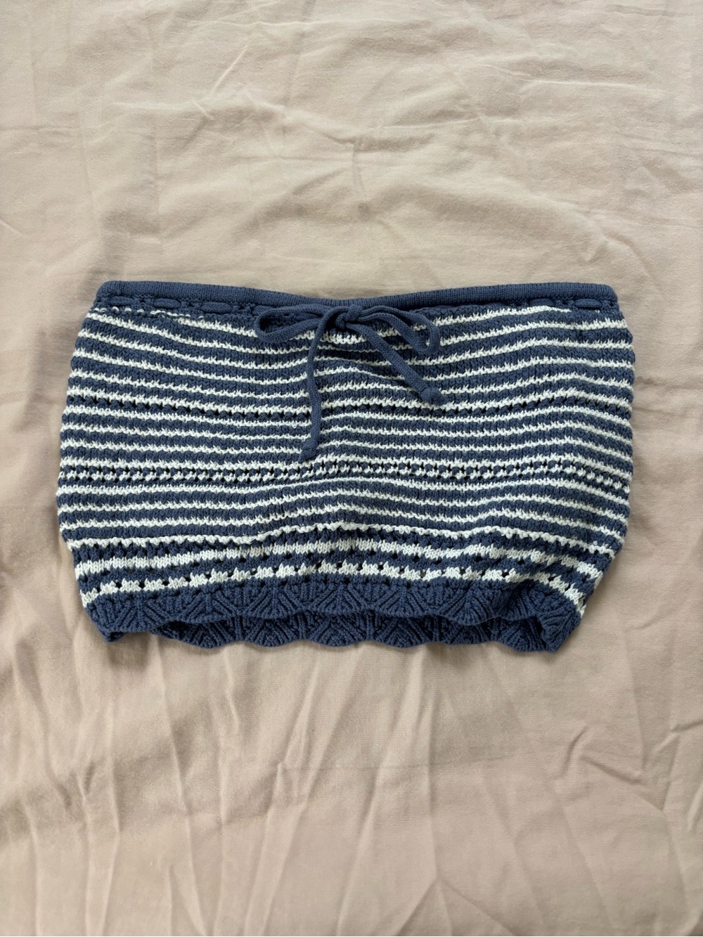Hollister Striped Knit Tube Top in Navy and White